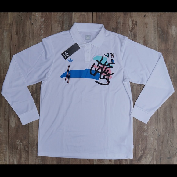 Adidas X Helas Long Sleeve Men's White Polo Shirt NWT Adidas X Helas Long Sleeve Men's White Polo Shirt NWT